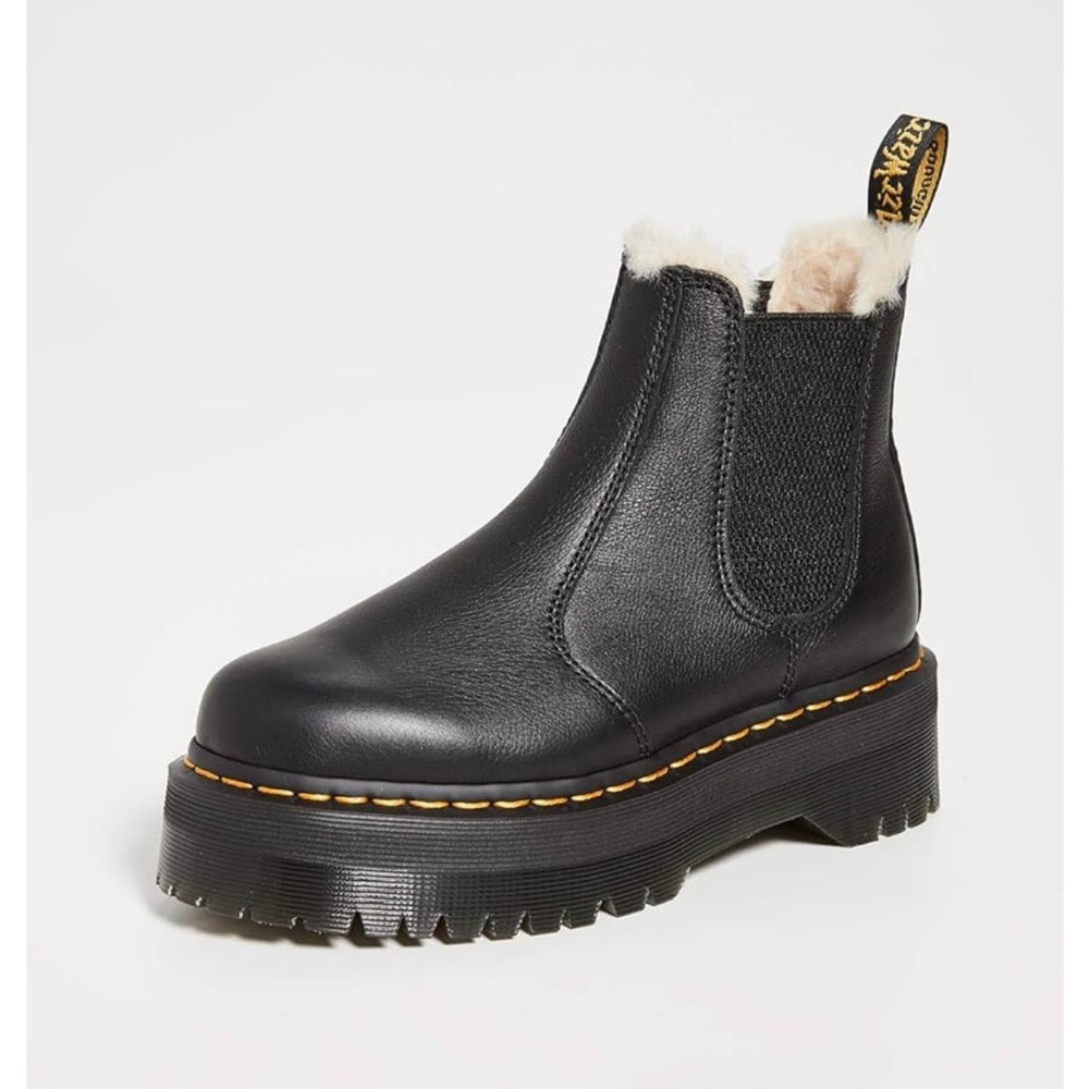 Dr. Martens Black Faux Fur Lined Ankle Boots